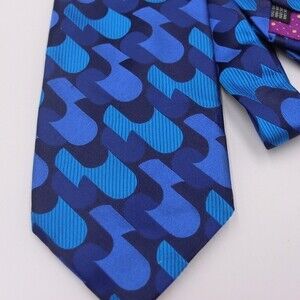Paul Smith Blue Geometric Vintage Silk Necktie Bold Quirky Career Menswear